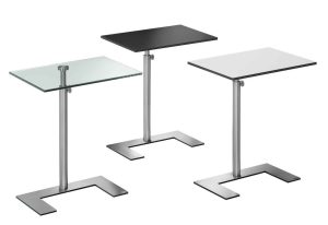 For U / Guéridon réglable verre transparent