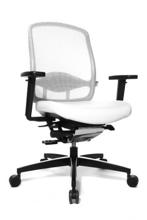 Alumedic 5 / Fauteuil de direction dossier filet assise cuir Blanc