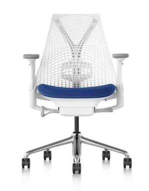 Sayl / Fauteuil de bureau avec support lombaire Dossier Blanc Assise Bleu
