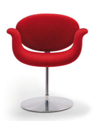 Little Tulip / Fauteuil design pied rond tissu rouge
