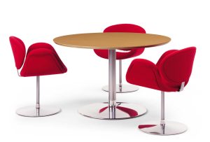 Little Tulip / Fauteuil design pied rond tissu rouge