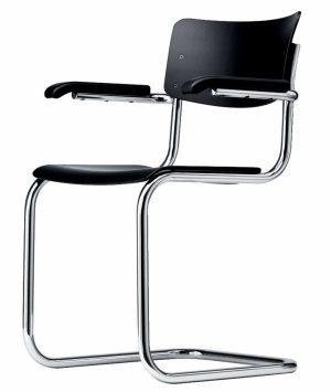 S 43 F / Chaise design avec accoudoirs hêtre teinté Noir