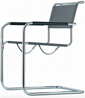 S 34 N / Chaise design avec accoudoirs filet synthétique argenté