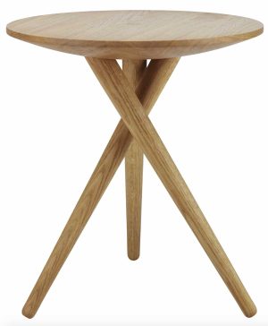 1025 / Table d'appoint H48 x D45 cm Thonet Chêne huilé