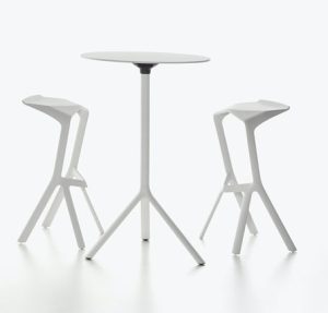Miura / Table haute ronde Ø 80 cm rabattable Hpl Blanc