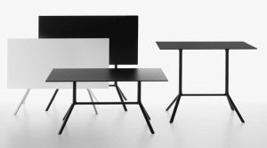 Miura / Table haute rectangulaire L160 x P80 cm rabattable Hpl Blanc